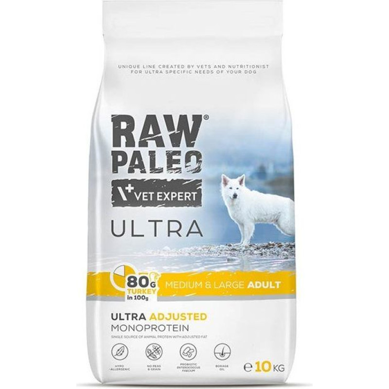 Vetexpert RAW PALEO Ultra Medium&Large Adult Turkey - dry dog ​​food - 10 kg