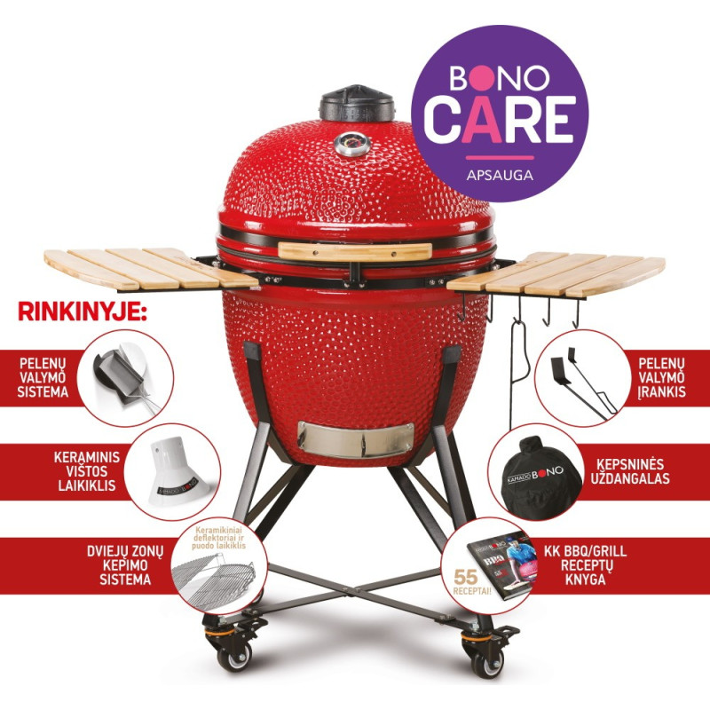 Kamado Grill BONO GRANDE, punane