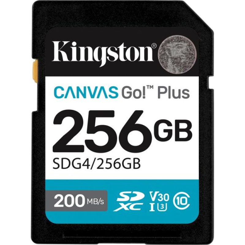 Kingston Technology Canvas Go! Plus 256GB SDXC Canvas Go Plus Gen4 200MB/s C10 UHS-I U3 V30