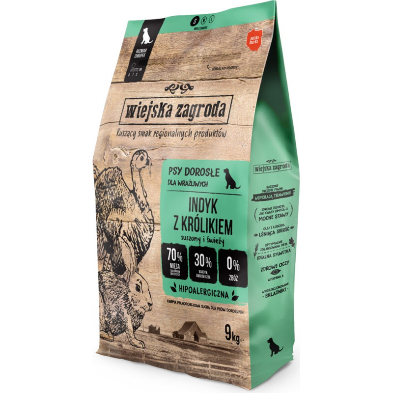 Wiejska Zagroda Turkey with Rabbit S – dry dog food – 9kg