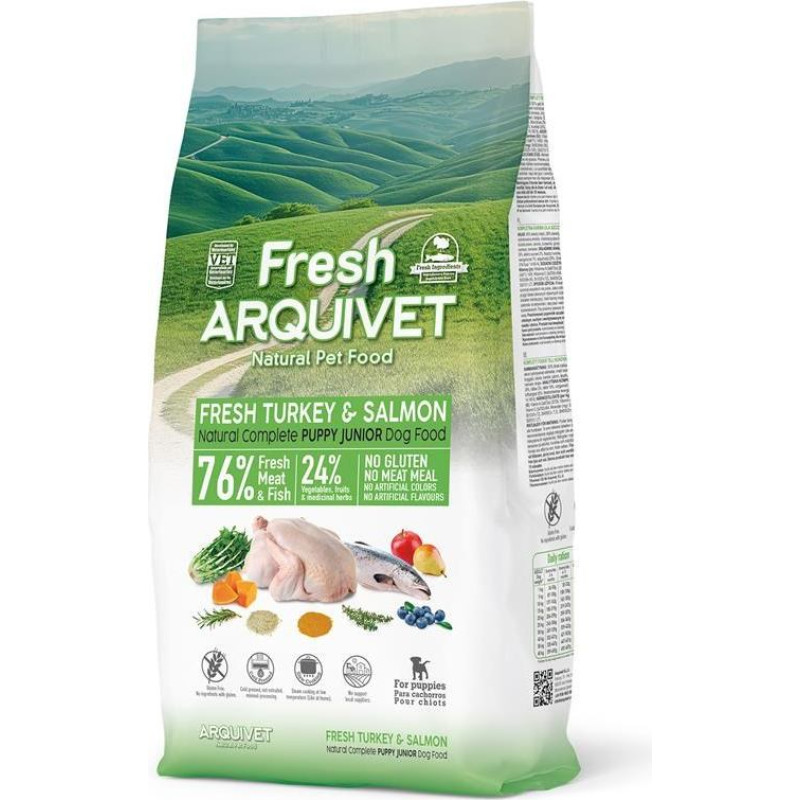 Arquivet Fresh Puppy Turkey and Salmon - semi-moist dog food - 10kg