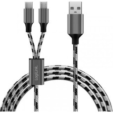 Logilink USB2.0 cable, A/M to micro-USB + USB-C, 1.2m