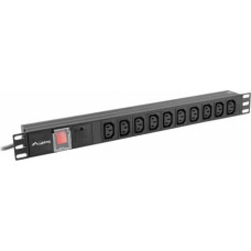 Lanberg Surge protector Rack PDU 19 inch 1U 10A 10X IEC C13 2m C14 black
