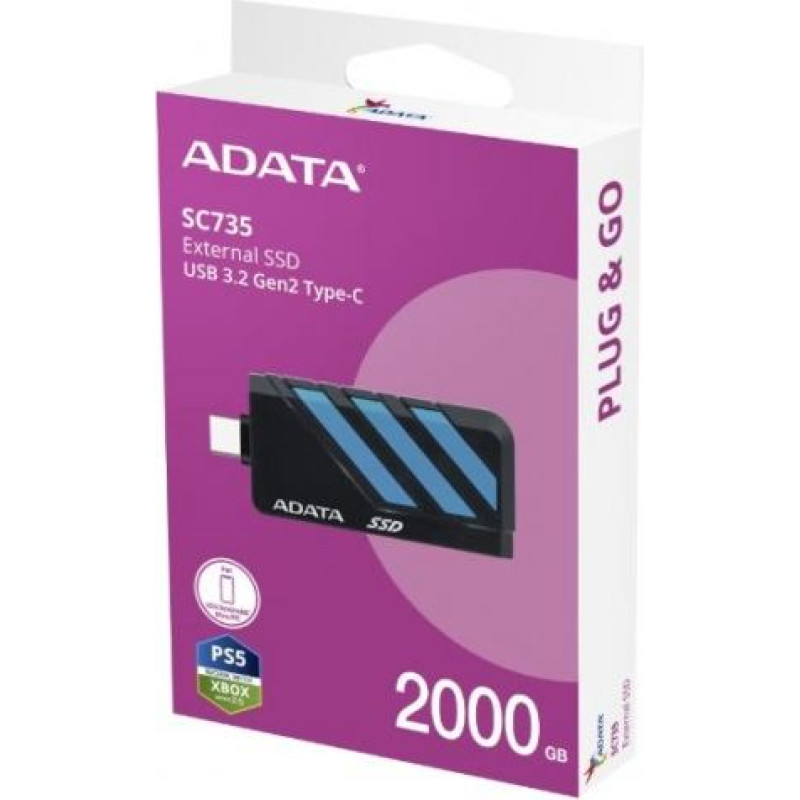 Adata SSD Disk External SC735 2TB U3.2C 1000/1000MB/s Blue
