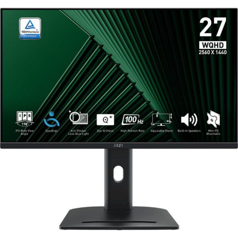 MSI Monitor PRO MP275QPG 27-inch LED/WQHD/Flat/100Hz/Black