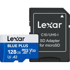 Lexar Memory card microSD 128GB C10 A2 U3 V30 170MB/s Blue Plus