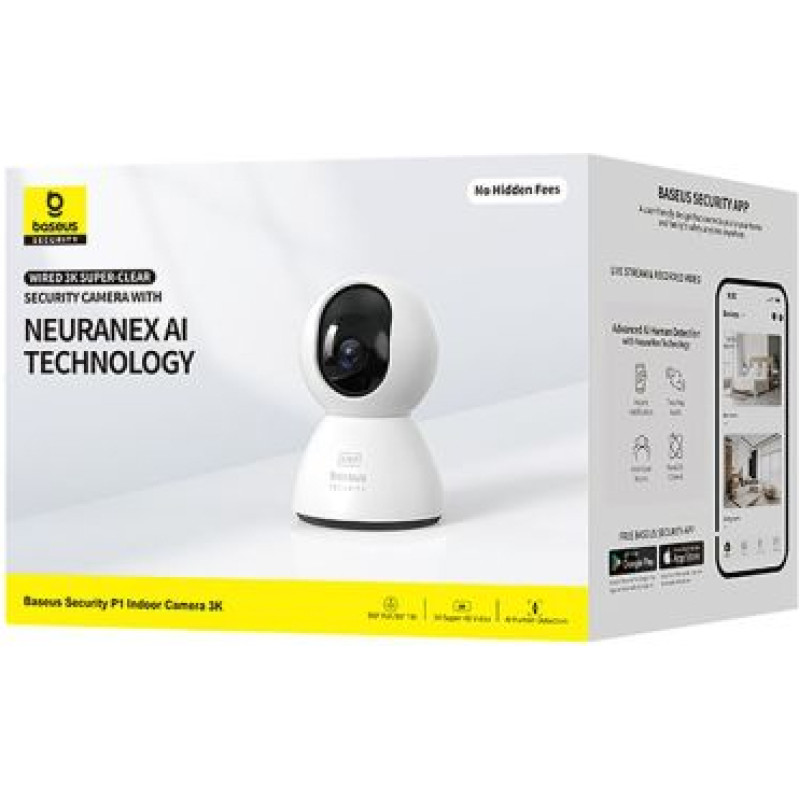 Baseus Security Camera Indoor P1 3K, 4MP, (EU Version) White EU (S0TV012132)