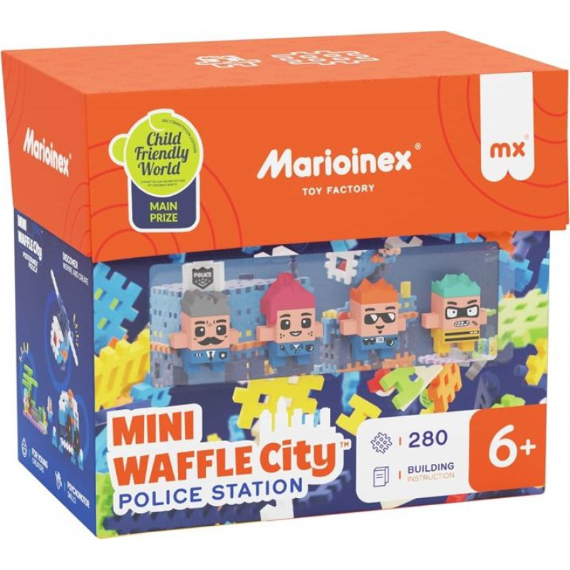 Marioinex Mini Waffle City Police Station Building Blocks, 280 pieces