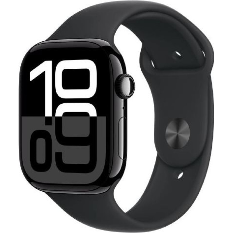 Apple Watch Series 10 GPS 46 mm Jet Black Aluminium Case with Black Sport Band - S/M