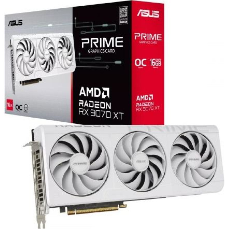 Asus Graphics card Radeon RX 9070 XT PRIME OC WHITE 16GB GDDR6 256bit 3DP/HDMI