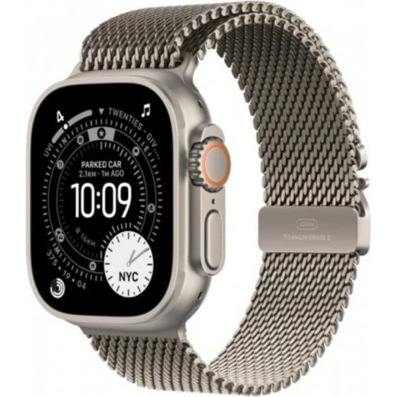 Apple Watch Ultra 3 GPS + Cellular 49mm Natural Titanium Case with Natural Titanium Milanese Loop - Large