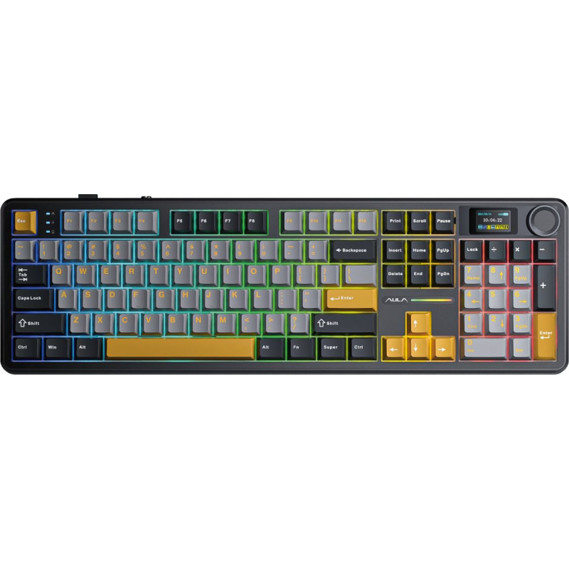 Aula F108 Pro Gray+Orange+Deep Gray Reaper Switch RGB Keyboard by AULA