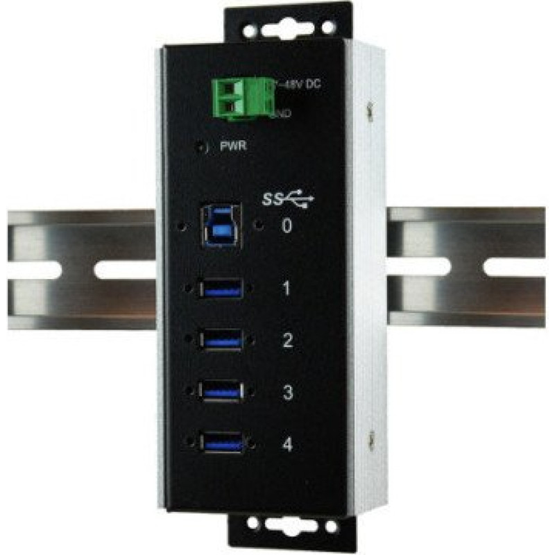 Exsys EX-1185HMVS-WT Metalowy koncentrator USB3.0 4 porty Din Rail Zakres temperatur pracy -40C do 85C