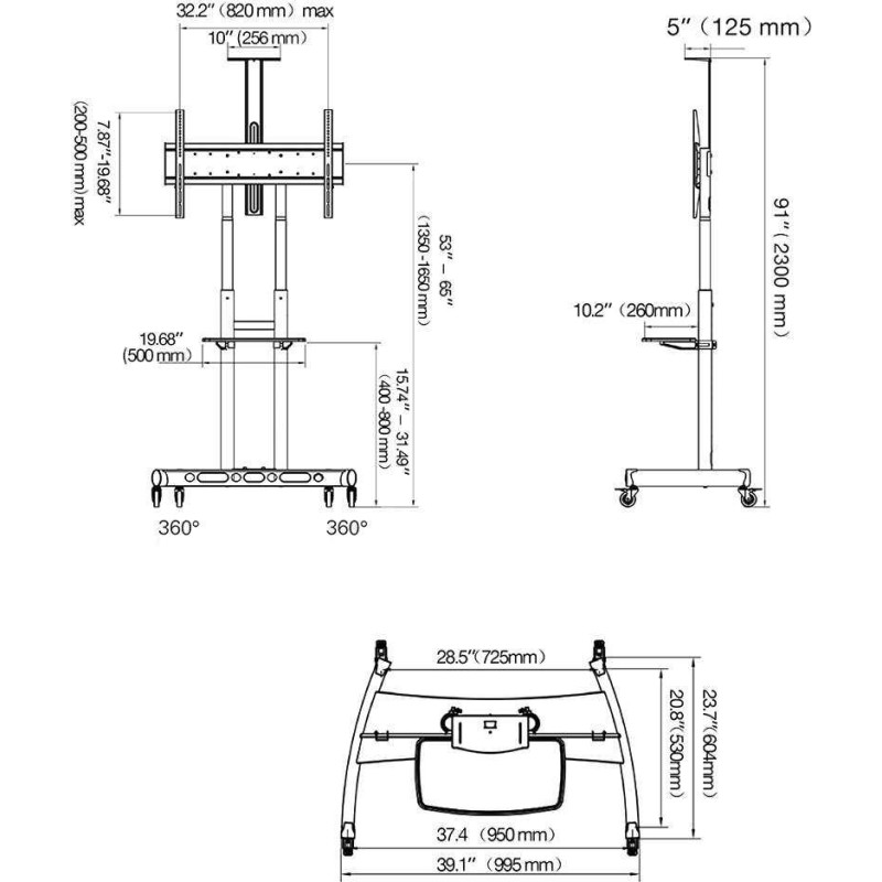 NB Stojak podłogowy AVA1800B 55'' - 90''