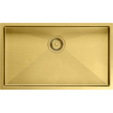 Graniteq Quadron | ANTHONY 80 | stalowy zlewozmywak kuchenny ZŁOTO PVD | wymiary: 74 x 44 x 20,5 cm | 1-komorowy podwieszany/wpuszczany | podbudowa szafki: od 80 cm