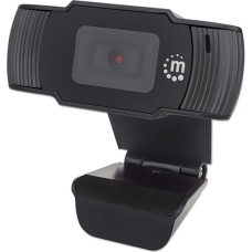 Manhattan USB Webcam, Two Megapixels (Clearance Pricing), 1080p Full HD, USB-A, Integrated Microphone, Adjustable Clip Base, 30 frame per second, Black, Three Year Warranty, Box