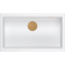 Graniteq Zlewozmywak GraniteQ LOGAN 110 GraniteQ zlewozmywak snow white 76x44x23,5 cm 1-komorowy podwieszany z syfonem manualnym miedziany