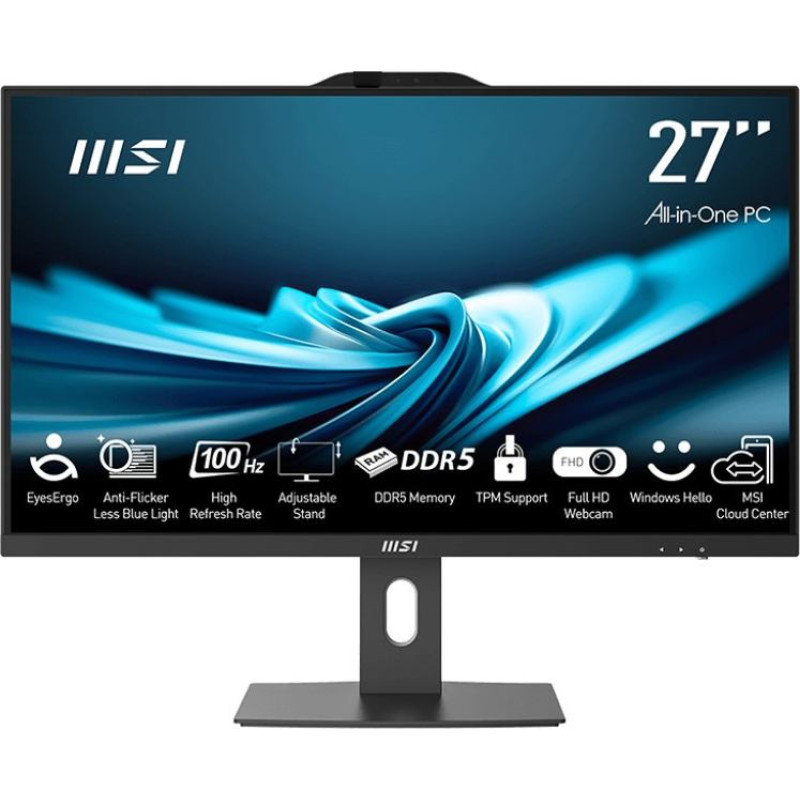 MSI Pro AP272P Intel&reg; Core&trade; i7 68.6 cm (27") 1920 x 1080 pixels All-in-One PC 16 GB DDR5-SDRAM 1 TB SSD Windows 11 Pro Wi-Fi 6 (802.11ax) Black