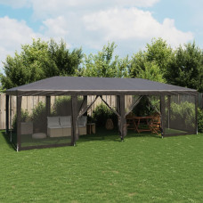 Vidaxl Namiot imprezowy z 12 ścianami z siatki, antracyt, 8x4 m, HDPE
