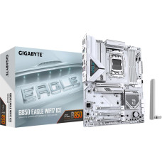 Gigabyte B850 EAGLE WIFI7 ICE Motherboard - AMD Ryzen 9000 Series CPUs, 8+2+2 Phases Digital VRM, up to 8200MHz DDR5 (OC), 1xPCIe 5.0 + 2xPCIe 4.0 M.2, WIFI 7, 2.5 GbE LAN, USB 3.2 Gen 2