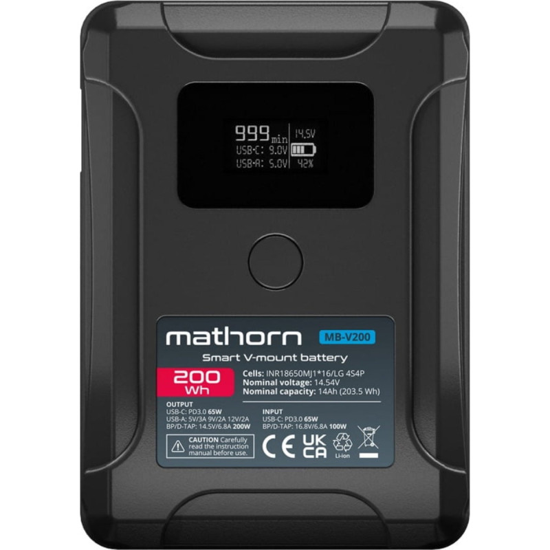 Canyon Akumulator Canyon Bateria Mathorn MB-V200 14000mAh PD65W OLED USB-C 200Wh V-mount