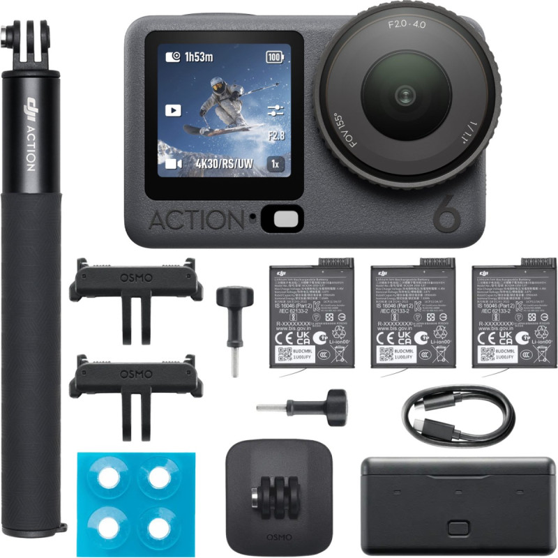 DJI Osmo Action 6 Adventure Combo Action Camera 40 MPx 4k 120fps Black EU (CP.OS.00000506.03)