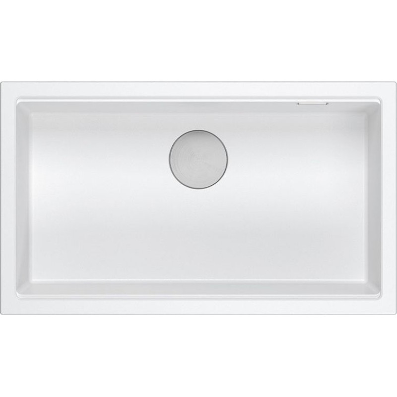 Graniteq Zlewozmywak GraniteQ LOGAN 110 GraniteQ zlewozmywak snow white 76x44x23,5 cm 1-komorowy wpuszczany z syfonem manualnym stal szlachetna
