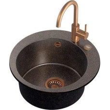 Steiner Zlewozmywak Steiner ART JAMES 210 (&Oslash;51x20) Steingran Art Copper Black Pearl z syfonem manualnym, baterią Naomi i zaślepką - czarny opalizacja miedziana