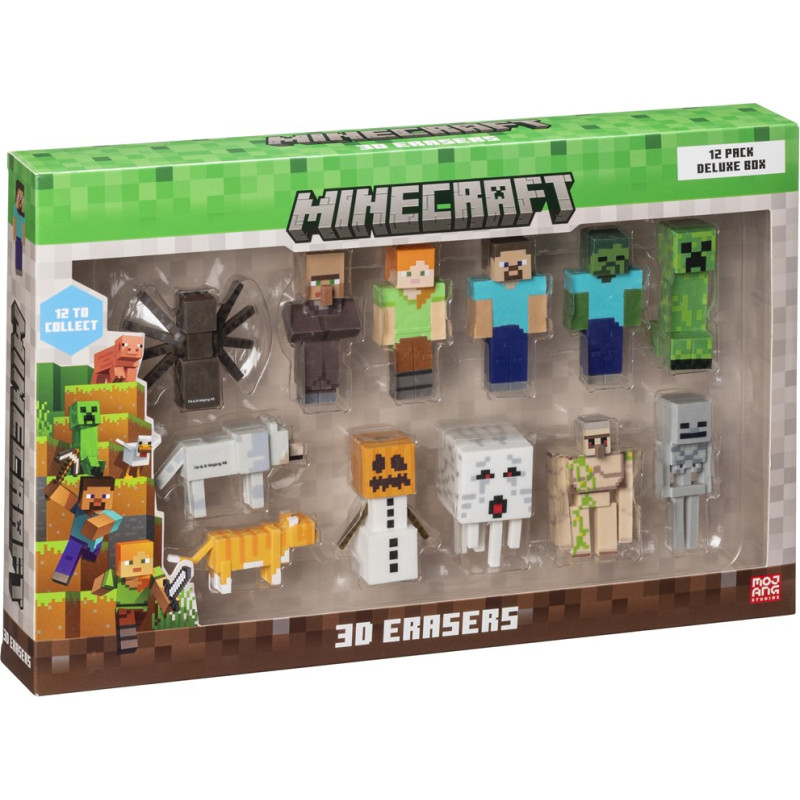 P.m.i. Kids World MINECRAFT 3D ERASERS - 12 PACK DELUXE BOX