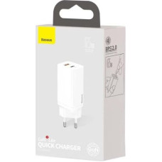 Baseus Travel Charger GaN2 Lite Quick Charger C+U QC 3.0 PD 3.0 65W EU White (CCGAN2L-B02)
