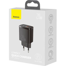 Baseus Travel Charger Compact Quick Charger U+C 20W EU Black (CCXJ-B01)
