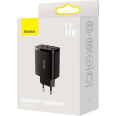 Baseus Travel Charger Compact wall Charger U+U+U, 17W EU black (CCXJ020101)