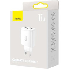 Baseus Travel Charger Compact wall Charger U+U+U, 17W EU White (CCXJ020102)