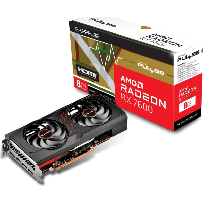 Sapphire Karta graficzna Sapphire Pulse Radeon RX 7600 Gaming OC 8GB GDDR6 (11324-01-20G)