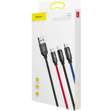Baseus Colorfone CAMLT-BSY01 USB cable 1.2 m USB A 3 x USB C Black, Red, Blue