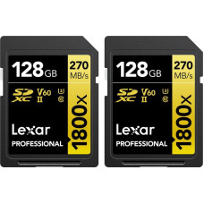 Lexar Karta Lexar Professional 1800x SDXC 128 GB + 128 GB Class 10 UHS-II/U3 V60 (LSD1800128G-B2NNG)