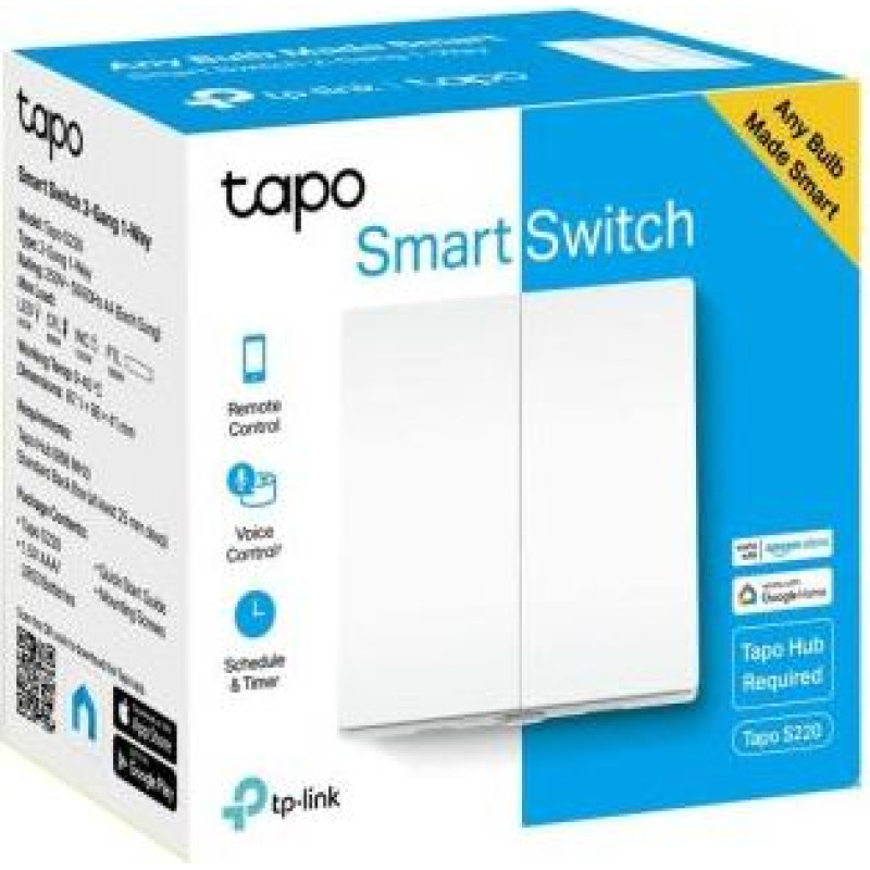 Tp-Link Smart Wall Switch Double Tapo S220 Wireless White EU
