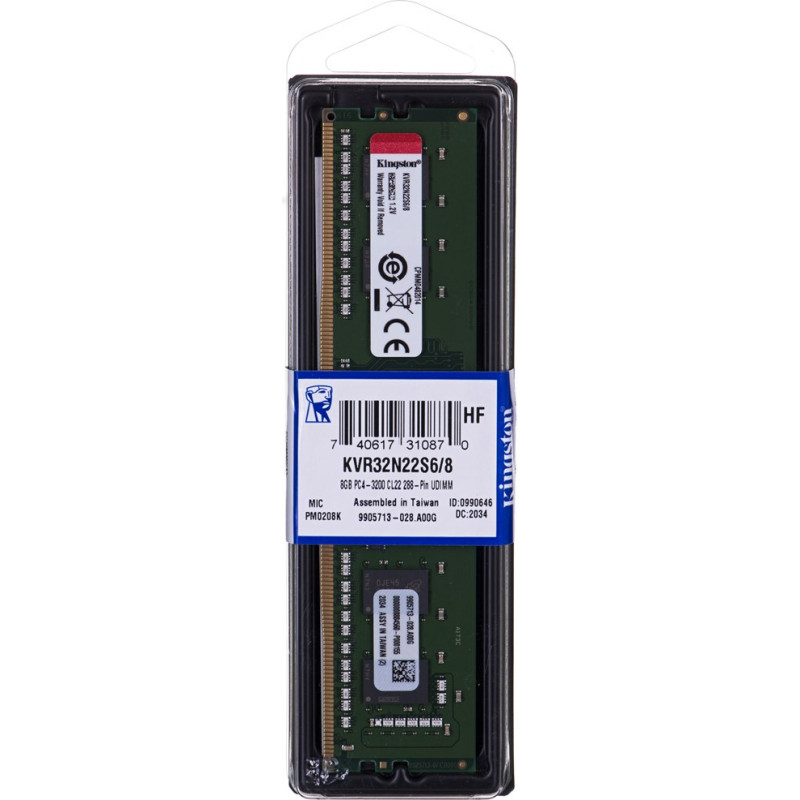 Kingston Technology KVR32N22S6/8 memory module 8 GB 1 x 8 GB DDR4 3200 MHz