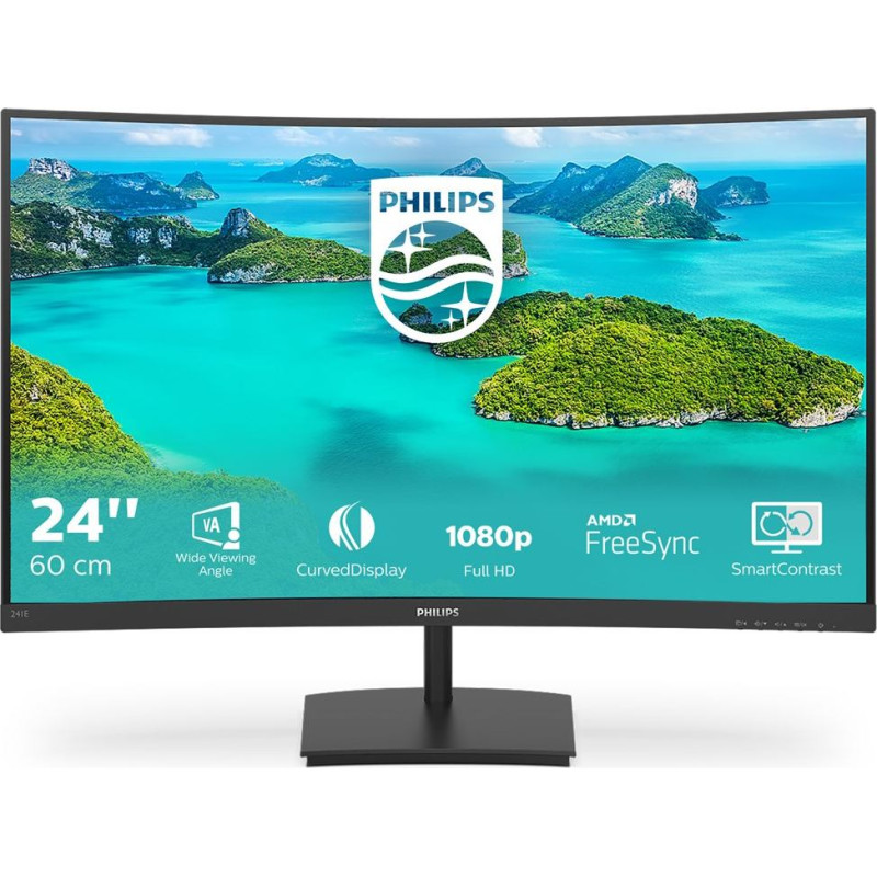 Philips E Line 241E1SCA/00 computer monitor 59.9 cm (23.6") 1920 x 1080 pixels Full HD LCD Black