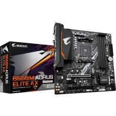 Gigabyte B550M AORUS ELITE AX Motherboard - AMD Ryzen 5000 CPUs, 5+3 Phases VRM, up to 4733MHz DDR4, 1xPCIe 4.0 + 1xPCIe 3.0 M.2, Wi-Fi 6E, 1GbE LAN, USB 3.2 Gen 1